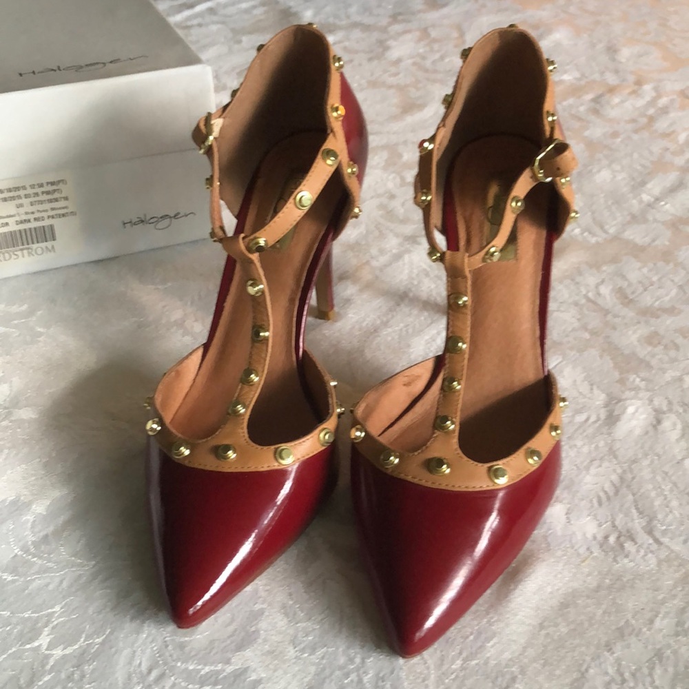 Halogen “Martine” dark red patent pumps size 8 M